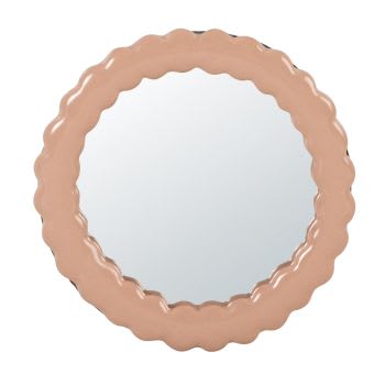 Specchio Rotondo Da Parete Industriale - 47x47 Cm, Legno E Specchio Eco, Senza Rame E Piombo