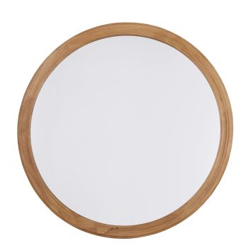 ELLIO - Specchio rotondo con modanature in legno di hevea 110x110 cm