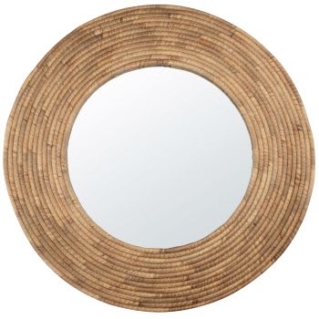 BARDIA - Specchio rotondo in giacinto d'acqua intrecciato Ø 81 cm