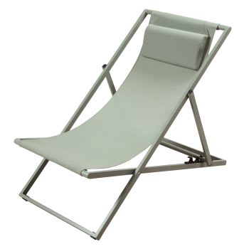 Split - Liegestuhl aus Metall und kunststoffbeschichtetem Stoff, kakigrün