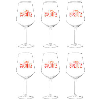 Set van 6 - Spritzglas met oranje opschrift