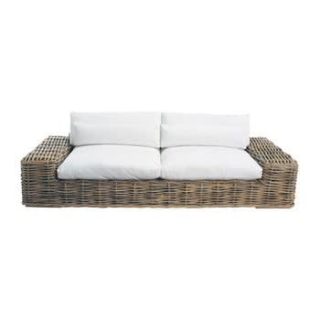 St Tropez - 3-/4-Sitzer Sofa aus Rattan mit ecrufarbenem Kissen