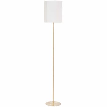 Hexagne - Staande lamp van verguld metaal met lampenkap van gerecycleerd polyester - beige - 145 cm