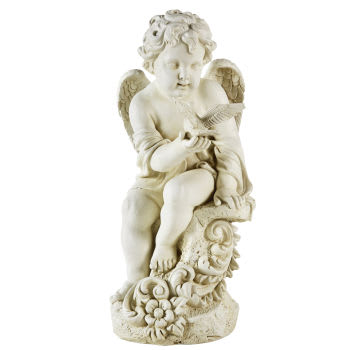 GABRIEL - Statua angelo écru effetto anticato, H 52 cm