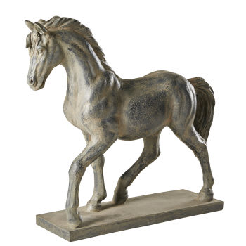 ALEZAN - Statua cavallo nera effetto anticato, 40 cm