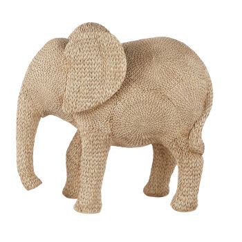 Statua elefante intrecciato beige, 70 cm