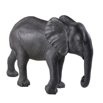HATHI - Statua elefante nera opaca, 72 cm