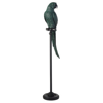SALVADORE - Statua pappagallo verde e nero, H 117 cm