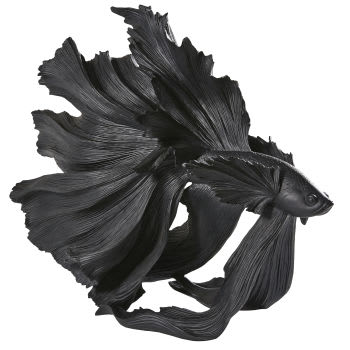 KOHANA - Statua pesce nero opaco, H 56 cm