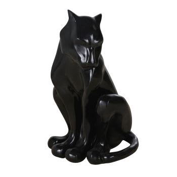Statua tigre in magnesite riciclata nera alt. 80 cm