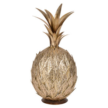 Statuetta ananas in metallo dorata, 27 cm