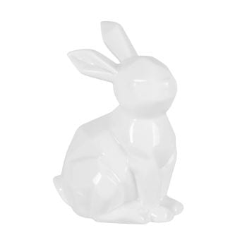 FIRMIN - Statuetta coniglio origami in porcellana bianca alt. 15 cm