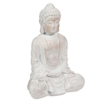 Toluca - Statuette bouddha effet blanchi H23