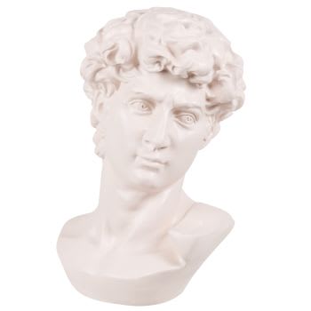 VICENZO - Statuette buste d'homme rose clair et tracés noir H30