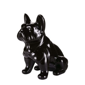 MARCEL - Statuette chien en dolomite noire H39