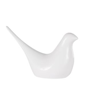 ORLANDO - Statuette oiseau en porcelaine blanche H26