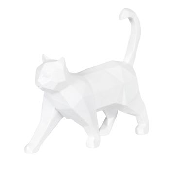 Statuette origami chat blanc H13