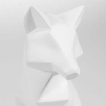Fox Origami - Statuette renard blanc H26
