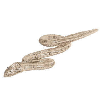 VIVIAN - Statuette serpent en métal et papier tressé beige H9