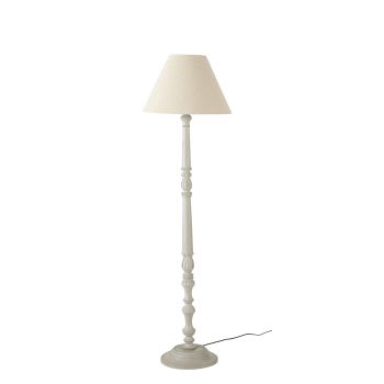 FONTAINEBLEAU - Stehlampe mit Mangoholzfuß und weißem Bruchglas-Lampenschirm H162
