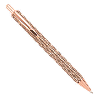 Set aus 2 - Stift aus goldfarbenem Metall mit rosa Pailletten