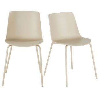 Stühle aus beigefarbenem Polypropylen und Metall (2 Stück)