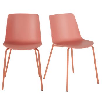 Stühle aus Polypropylen und apricotfarbenem Metall (2 Stück)