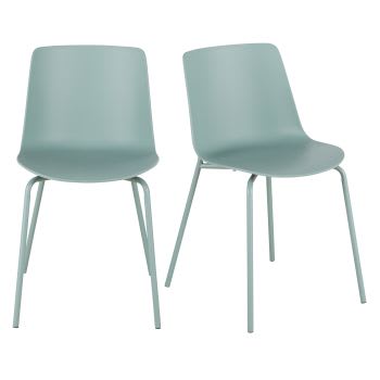 Stühle aus Polypropylen und salbeigrünem Metall (2 Stück)