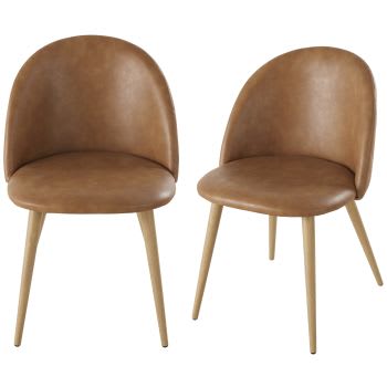 Mauricette BUSINESS - Stühle für gewerbliche Nutzung in Vintage Camel und aus Eichenholz mit Metallimitat (x2)