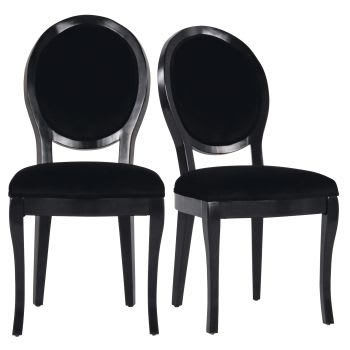 Joséphine - Stühle mit schwarzem Samtbezug, Set aus 2