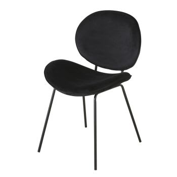 Luna - Stuhl aus schwarzem Metall mit schwarzem Samtbezug
