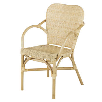 Stuhl für gewerbliche Nutzung aus beigefarbenem Rattan