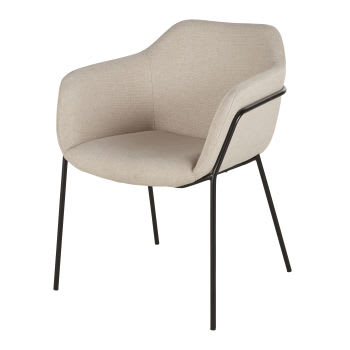 Neus - Stuhl in beige aus schwarzem Metall