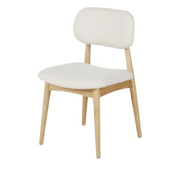 Stuhl mit Bezug aus ecrufarbenem Bouclé-Stoff
