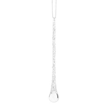 GLACIER - Lot de 12 - Suspension de Noël goutte en verre à paillettes argentées