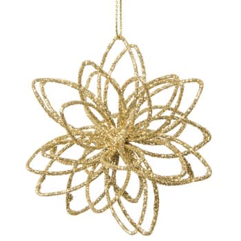 Lot de 6 - Suspension de Noël rosace à paillettes dorées