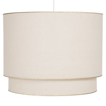 Tana - Suspension double abat-jour beige avec biais dorés D40