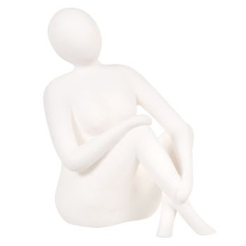 SUZY - Frauen-Statuette aus weißem Steingut, H21cm