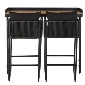 Swann - Mesa bicolor colgante para balcón y sillas de bar (x2) de acero y resina