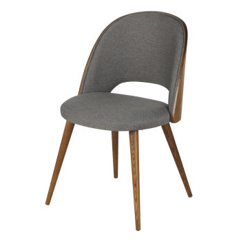 Sysley - Chaise grise et pieds en bois de chêne