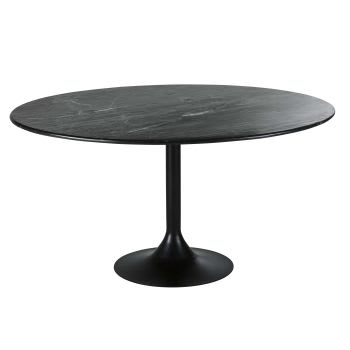 Lippa - Table à manger en marbre noir 6 personnes L145