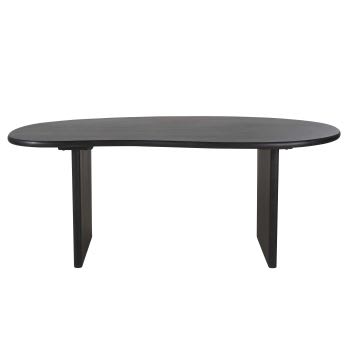 Epura - Table à manger ovale en bois de manguier massif noir 6/8 personnes L200