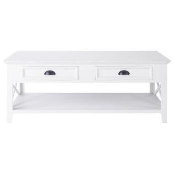 Newport - Table basse 2 tiroirs en pin blanc