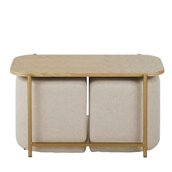 Sitdo - Table basse et assises en polyester recyclé beige clair