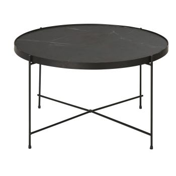 Cruzzo - Table basse ronde effet marbre noir