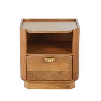 Aureus - Table de chevet en bois de manguier  1 niche 1 tiroir