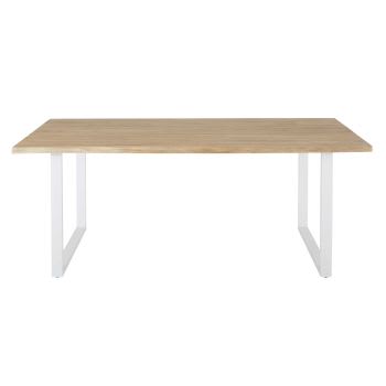 Pianosa - Table de jardin en acacia massif et acier blanc 6/8 personnes