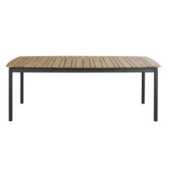 Guam - Table de jardin extensible en bois de teck massif et aluminium gris anthracite 10/12 personnes