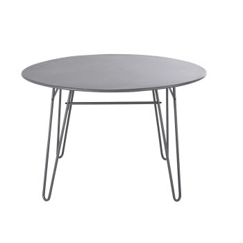 Sandrino - Table de jardin ronde en acier gris anthracite 4 personnes