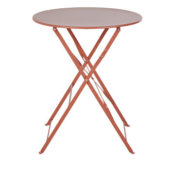 Guinguette - Table de jardin ronde pliante en acier terracotta 2 personnes D60